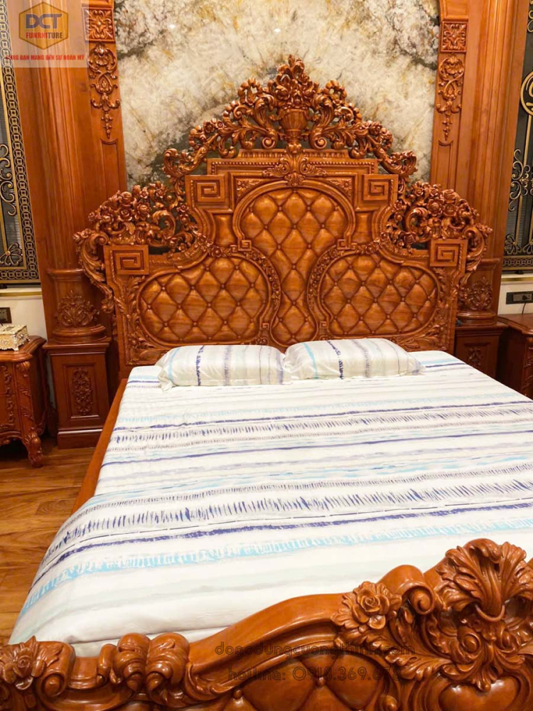 giường ngủ cổ điển gỗ gõ đỏ G54